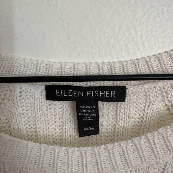 Eileen Fisher Cream Ribbed High-Low Organic Sweater Women’s Medium Chic EUC - Picture 5 of 7